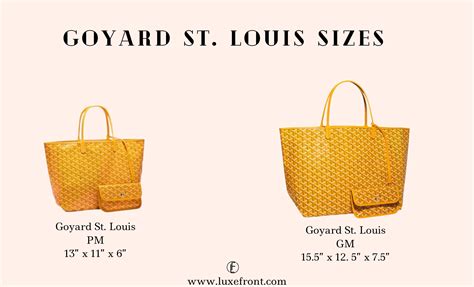 goyard st louis tote sizes|goyard st louis pm size.